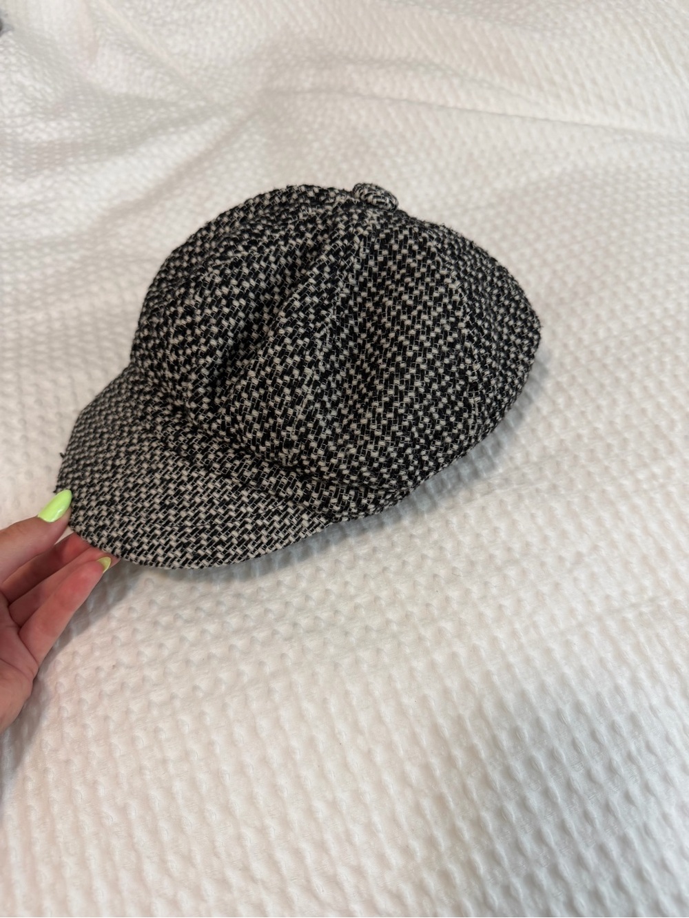 Black & White Tweed Newsboy Cap